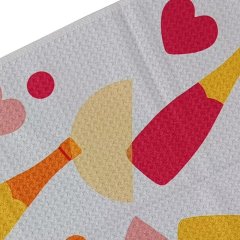 Ladies golf towel with colorful champagne and heart pattern