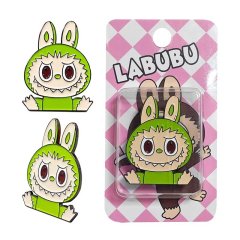 Custom golf ball marker and hat clip with green character marker and retail gift packaging