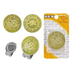 Custom magnetic golf coin marker hat clip with engraved metal marker and retail packaging