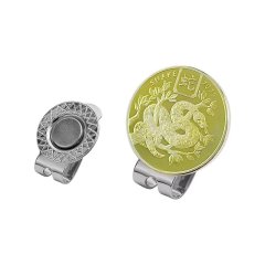 Magnetic golf coin marker with metal hat clip and removable ball marker
