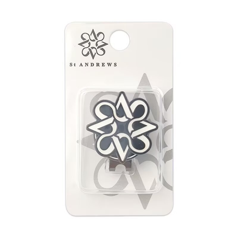 Custom magnetic logo golf ball marker clip with white metal marker