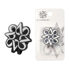 White custom magnetic golf ball marker clip with metal logo marker and retail packaging