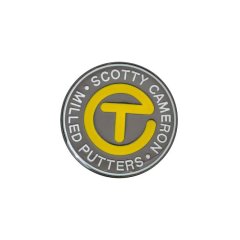 Custom logo round metal golf ball marker with yellow and gray design