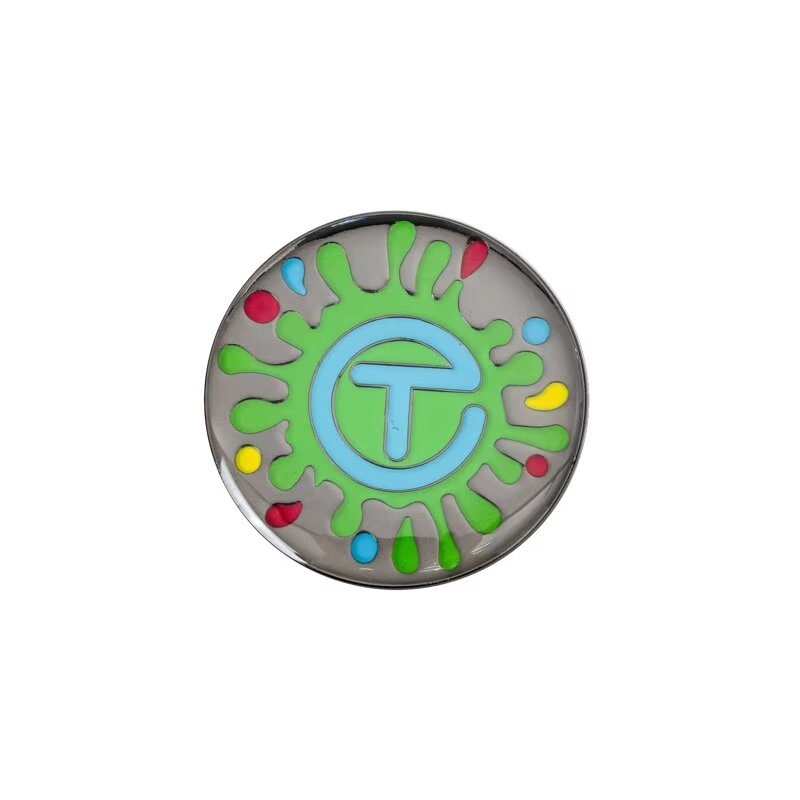 Custom logo metal golf ball marker with colorful enamel artwork