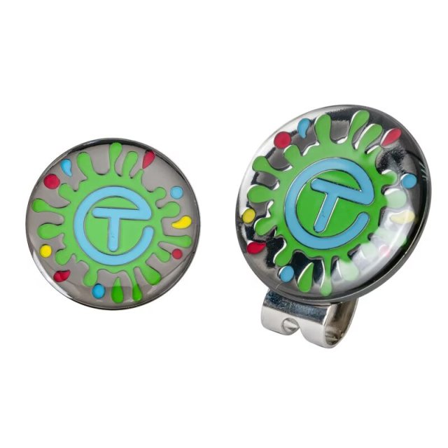 Round metal golf ball marker with removable magnetic hat clip