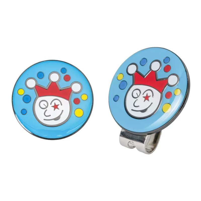 Custom enamel golf ball marker with magnetic hat clip and colorful round metal design