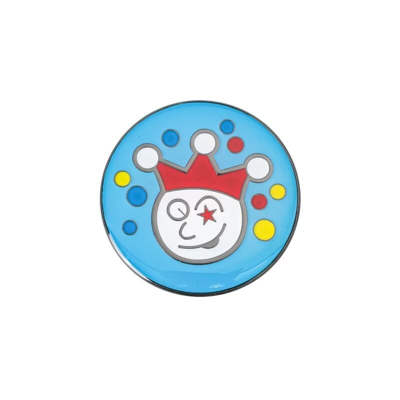 Round enamel golf ball marker with colorful custom artwork