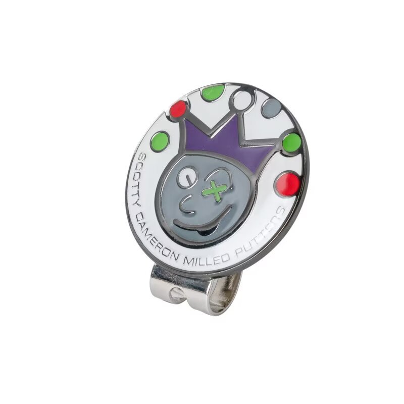 Magnetic golf ball marker hat clip with removable round metal marker
