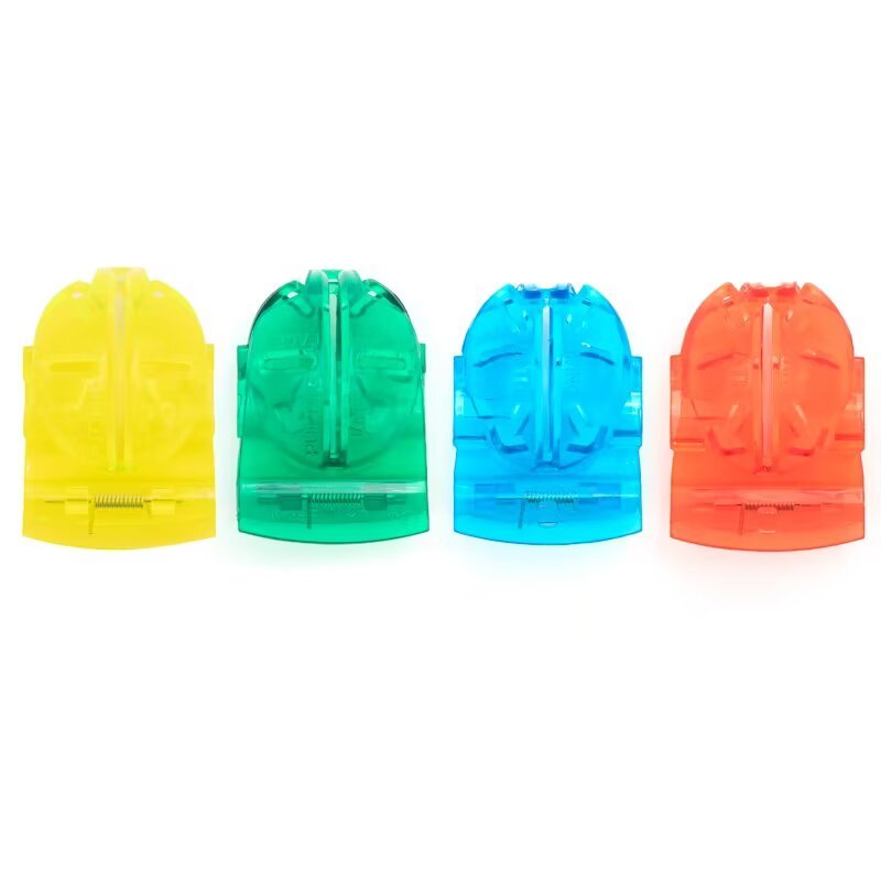 Golf ball pickup tools in yellow green blue and orange translucent colors