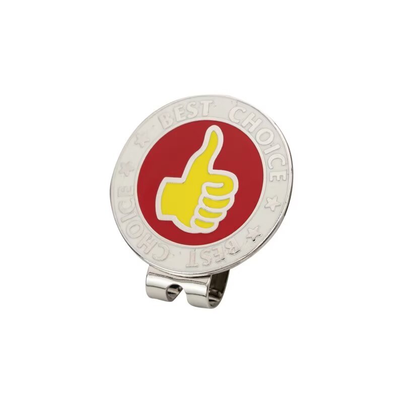 Funny golf ball marker hat clip with colorful thumbs up round metal design