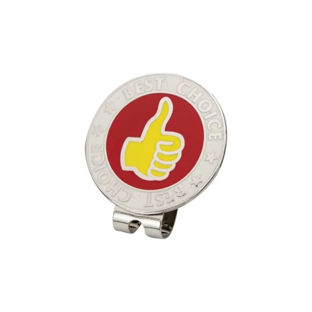 Funny golf ball marker hat clip with colorful thumbs up round metal design