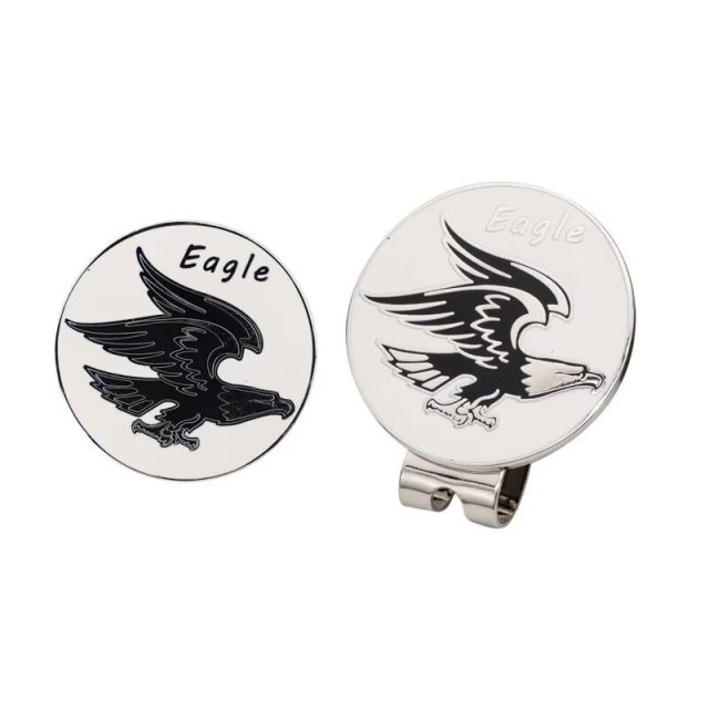 Custom animal golf ball marker hat clip with eagle artwork and metal construction