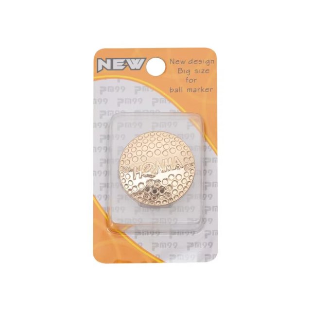 Embossed golf ball marker hat clip with custom metal marker and retail packaging