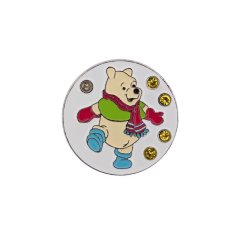 Cute bear golf ball marker with colorful enamel artwork and yellow decorative gems