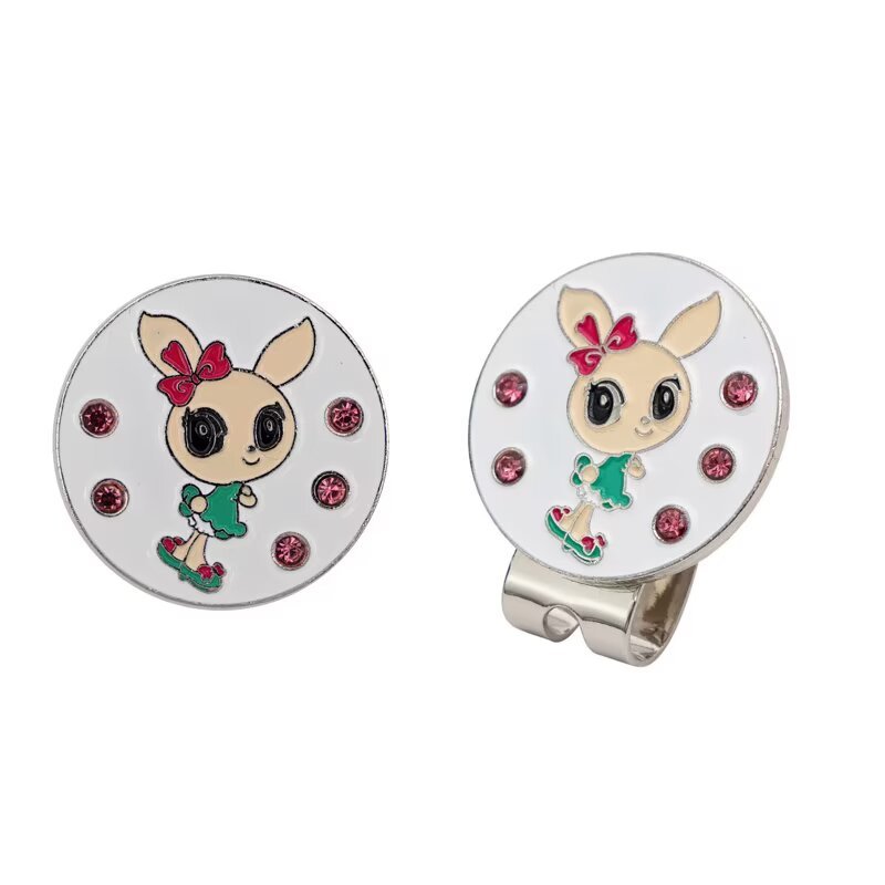Cute golf ball marker for women with bunny artwork and magnetic metal hat clip