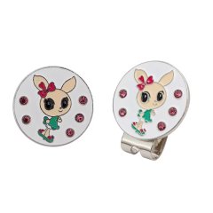 Cute golf ball marker for women with bunny artwork and magnetic metal hat clip
