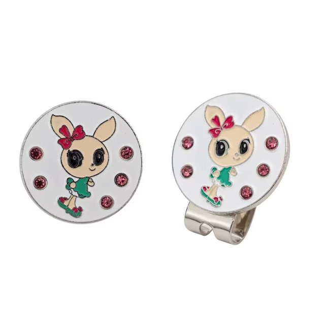 Cute golf ball marker for women with bunny artwork and magnetic metal hat clip