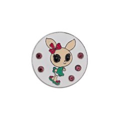 Cute bunny golf ball marker with colorful enamel artwork and pink decorative gems