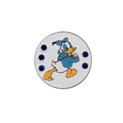 Cartoon duck golf ball marker with colorful enamel artwork and blue rhinestones