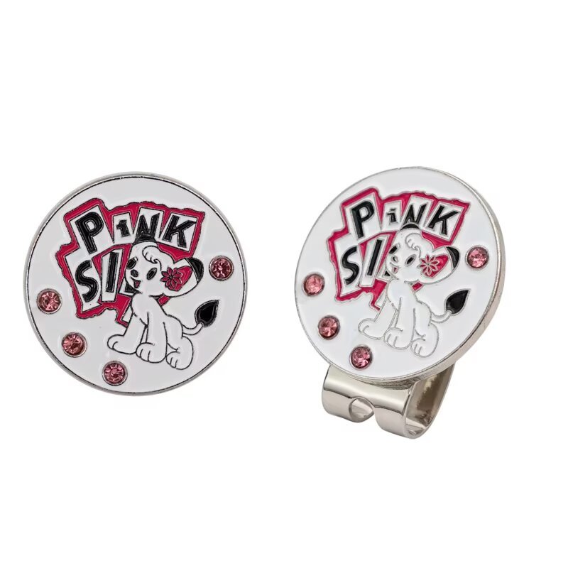 Rhinestone dog golf ball marker with magnetic metal hat clip