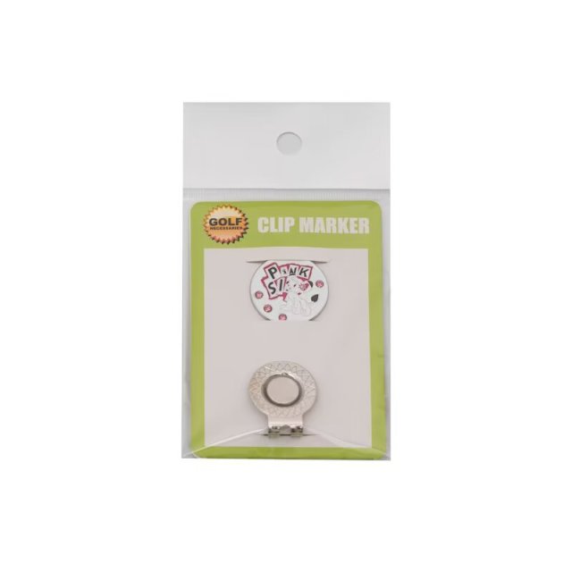 Pet golf ball marker with magnetic hat clip and retail packaging