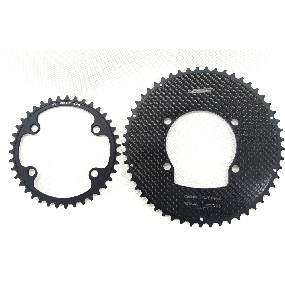 LEESE 2X carbon fiber bonded aluminum alloy chainring for shimano R7000 R7100 R8000 R8100 R9100 R9200