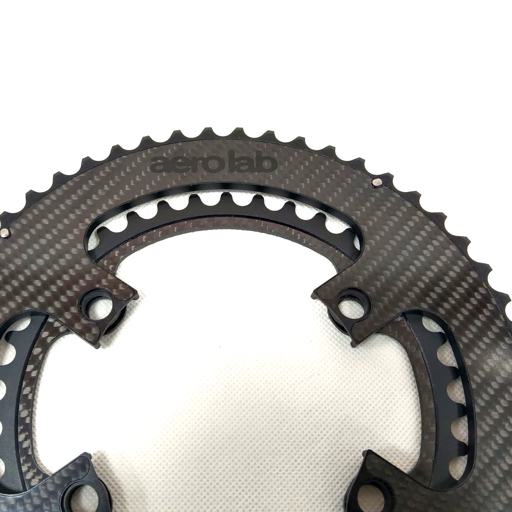 AERO LAB 2X 110BCD Carbon Fiber Ultra light  Chainring 46-34/48-34/50-34/52-36/53-39/54-40T Compatible SHIMANO 105 R7100/ULTEGRA R8100/DURA-ACE R9100 R9200，Carbon plate bonded aluminum alloy Chainring