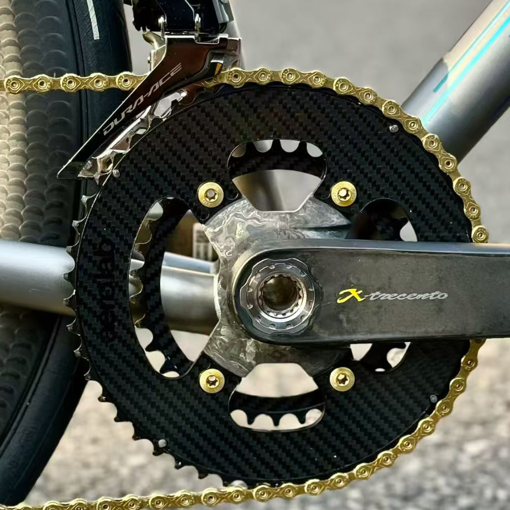 AERO LAB 2X 110BCD Carbon Fiber Ultra light  Chainring 46-34/48-34/50-34/52-36/53-39/54-40T Compatible SHIMANO 105 R7100/ULTEGRA R8100/DURA-ACE R9100 R9200，Carbon plate bonded aluminum alloy Chainring