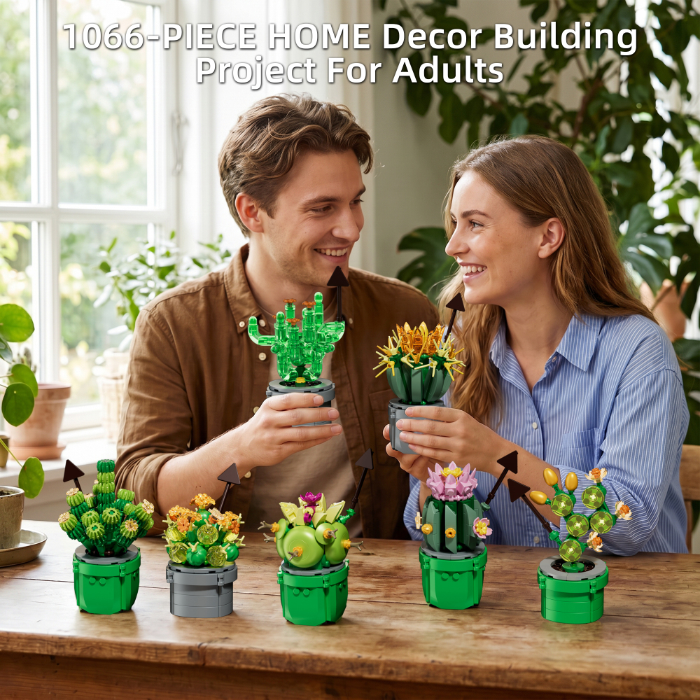 Botanicals Tiny Plants - Artificial, Fake Indoor Plant Building Set for Home, Kitchen, Desk Decoration, Adults Ages 18+ - Gift for Birthdays