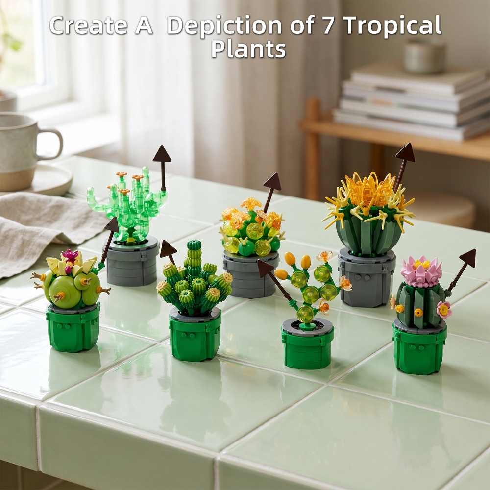 Botanicals Tiny Plants - Artificial, Fake Indoor Plant Building Set for Home, Kitchen, Desk Decoration, Adults Ages 18+ - Gift for Birthdays