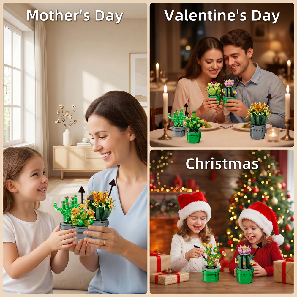 Botanicals Tiny Plants - Artificial, Fake Indoor Plant Building Set for Home, Kitchen, Desk Decoration, Adults Ages 18+ - Gift for Birthdays