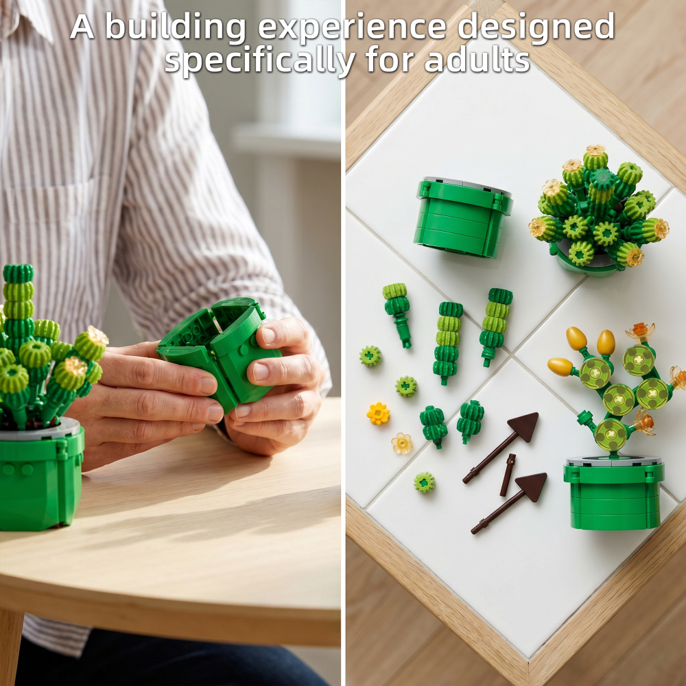 Botanicals Tiny Plants - Artificial, Fake Indoor Plant Building Set for Home, Kitchen, Desk Decoration, Adults Ages 18+ - Gift for Birthdays