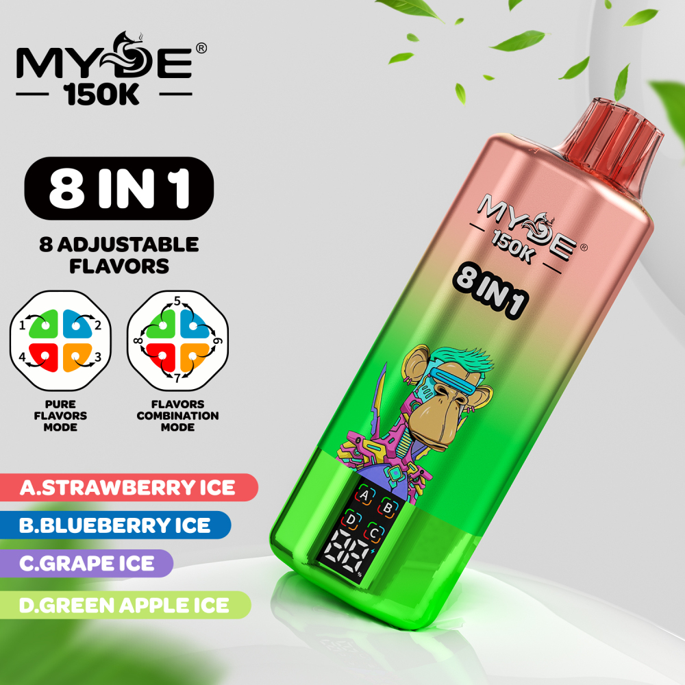 MYDE 150K Puffs Disposable Vape, 8-In-1 Flavors & Great Vapor