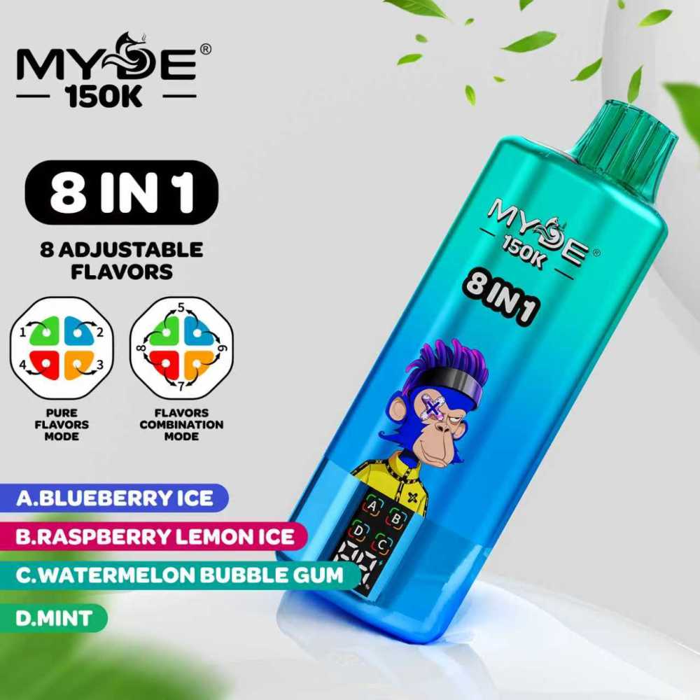 MYDE 150K Puffs Disposable Vape, 8-In-1 Flavors & Great Vapor