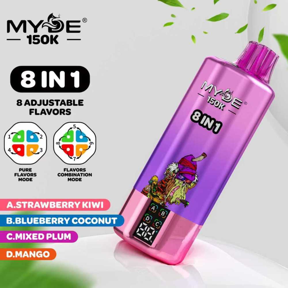 MYDE 150K Puffs Disposable Vape, 8-In-1 Flavors & Great Vapor