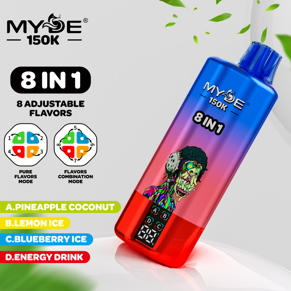 MYDE 150K Puffs Disposable Vape, 8-In-1 Flavors & Great Vapor