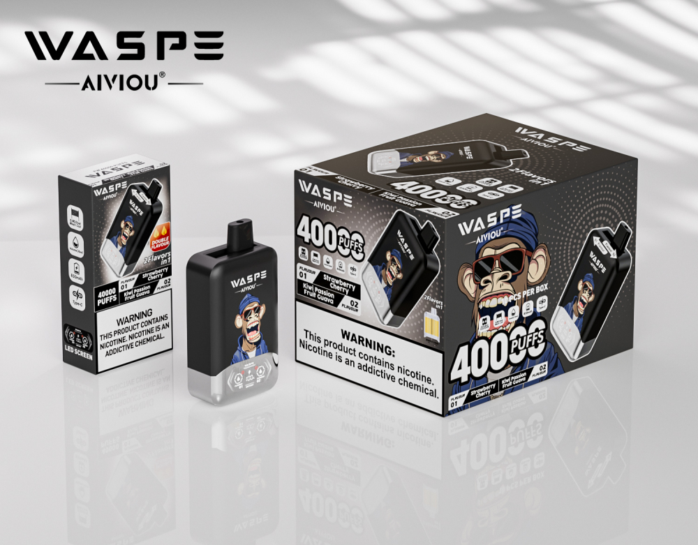 WASPE Disposable Vape, Dual Flavors Design, 40000 Puffs Max, Thick Clouds Smooth Experience