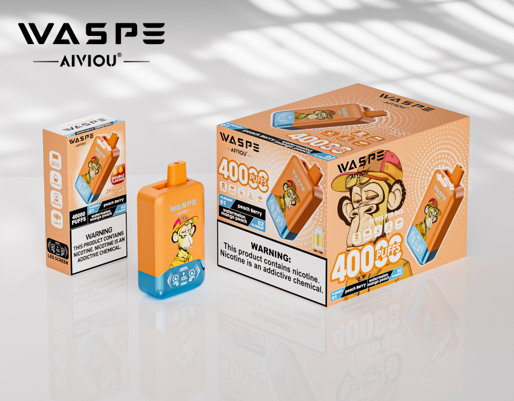 WASPE Disposable Vape, Dual Flavors Design, 40000 Puffs Max, Thick Clouds Smooth Experience