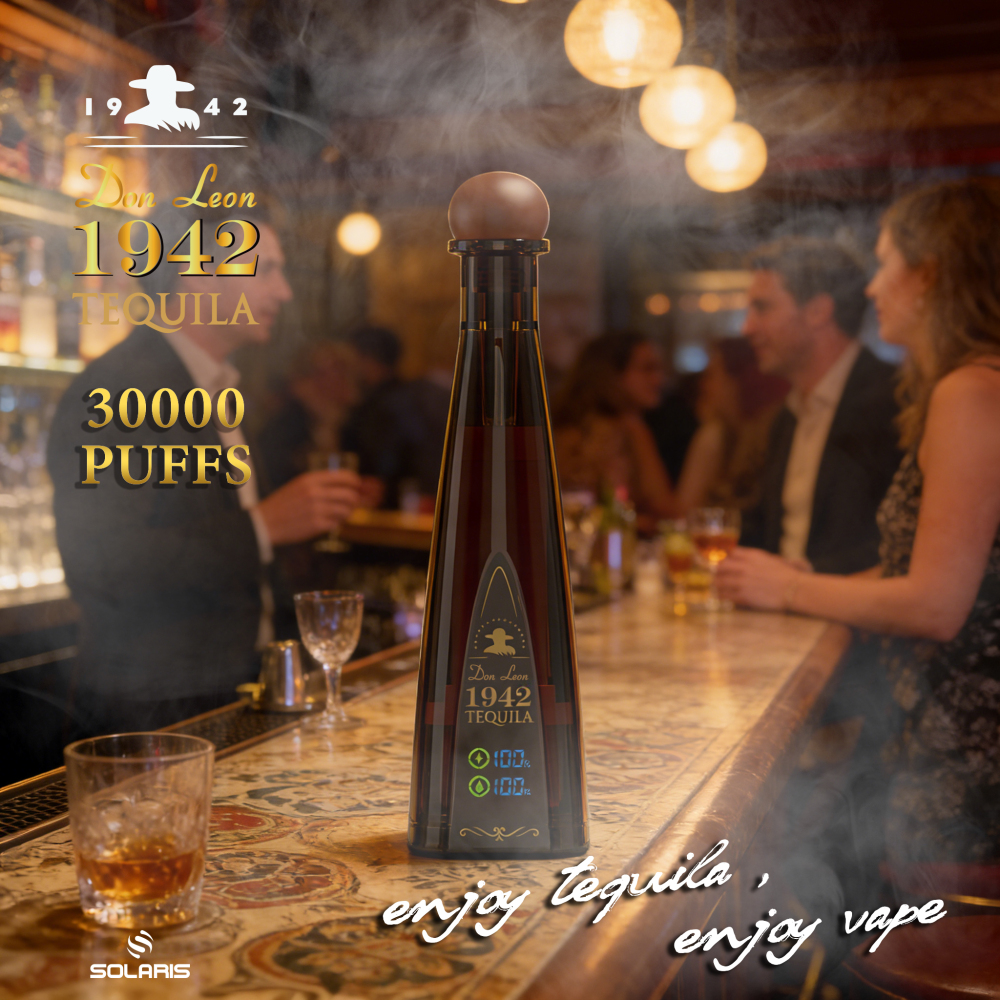 1942 Tequila Bottle-Shape Disposable Vape, LED Screen, 30,000 Puffs