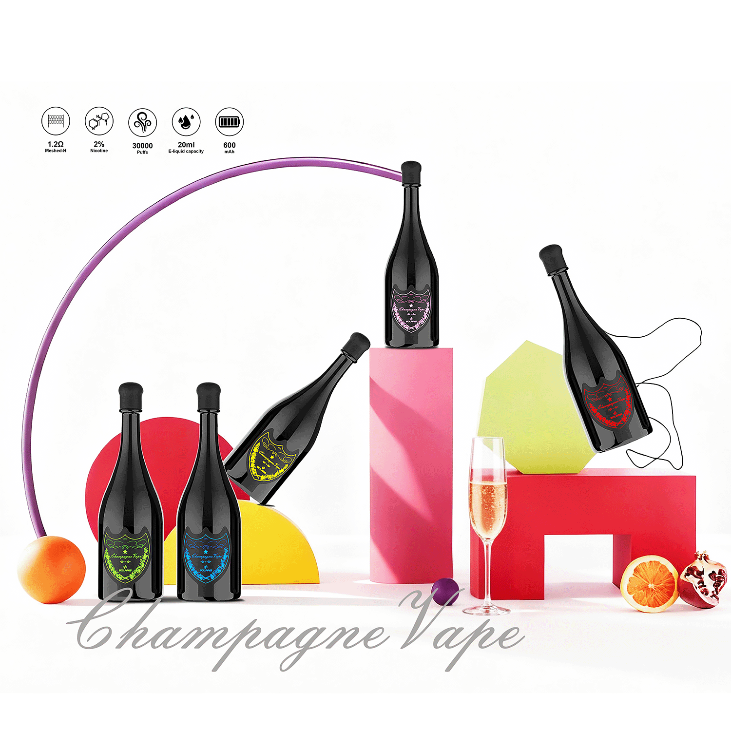 SAIMEO Creative Design Champagne Electronic Atomizer 30000 Puffs Tropical Fruit Disposable Vape