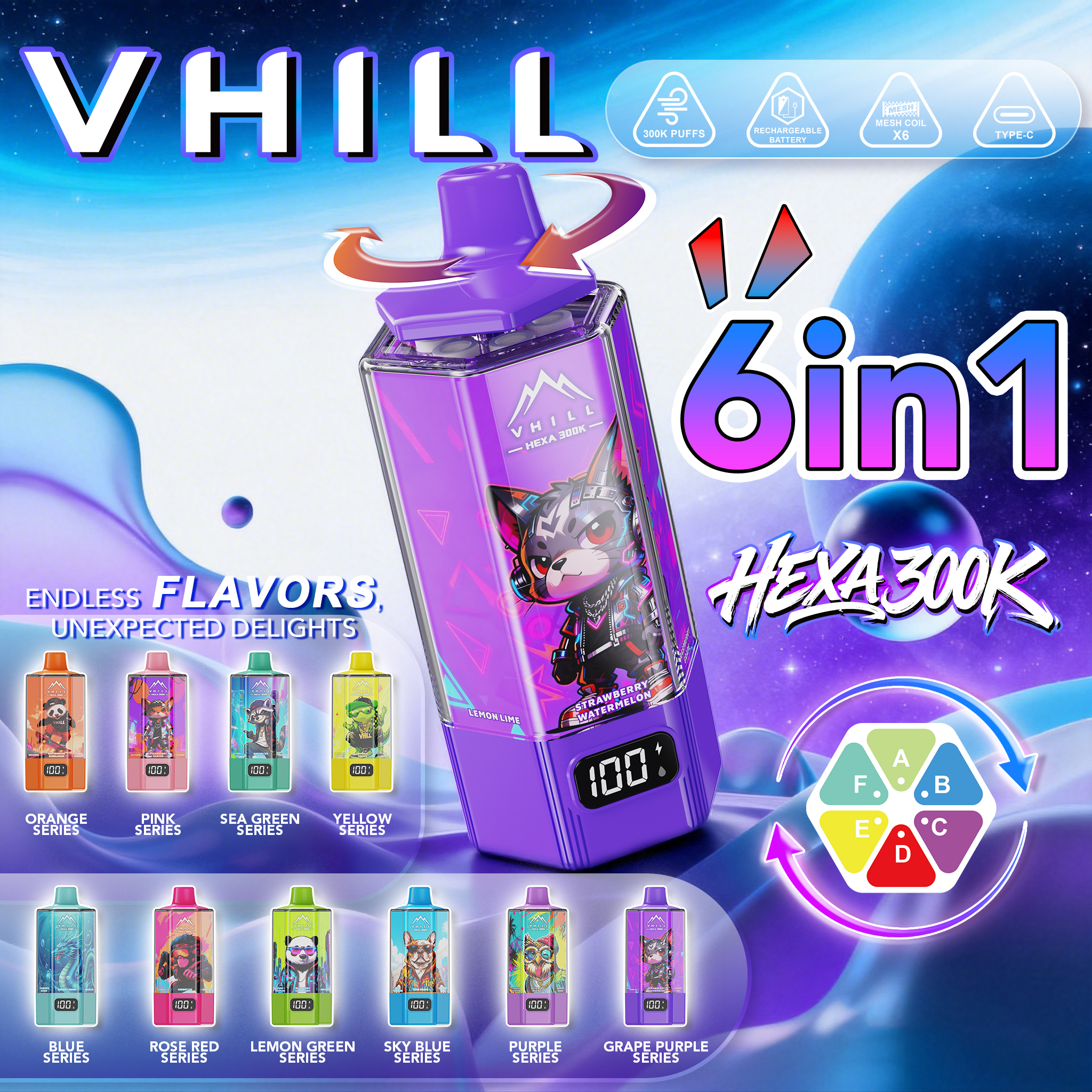 VHILL HEXA 300K Pufss