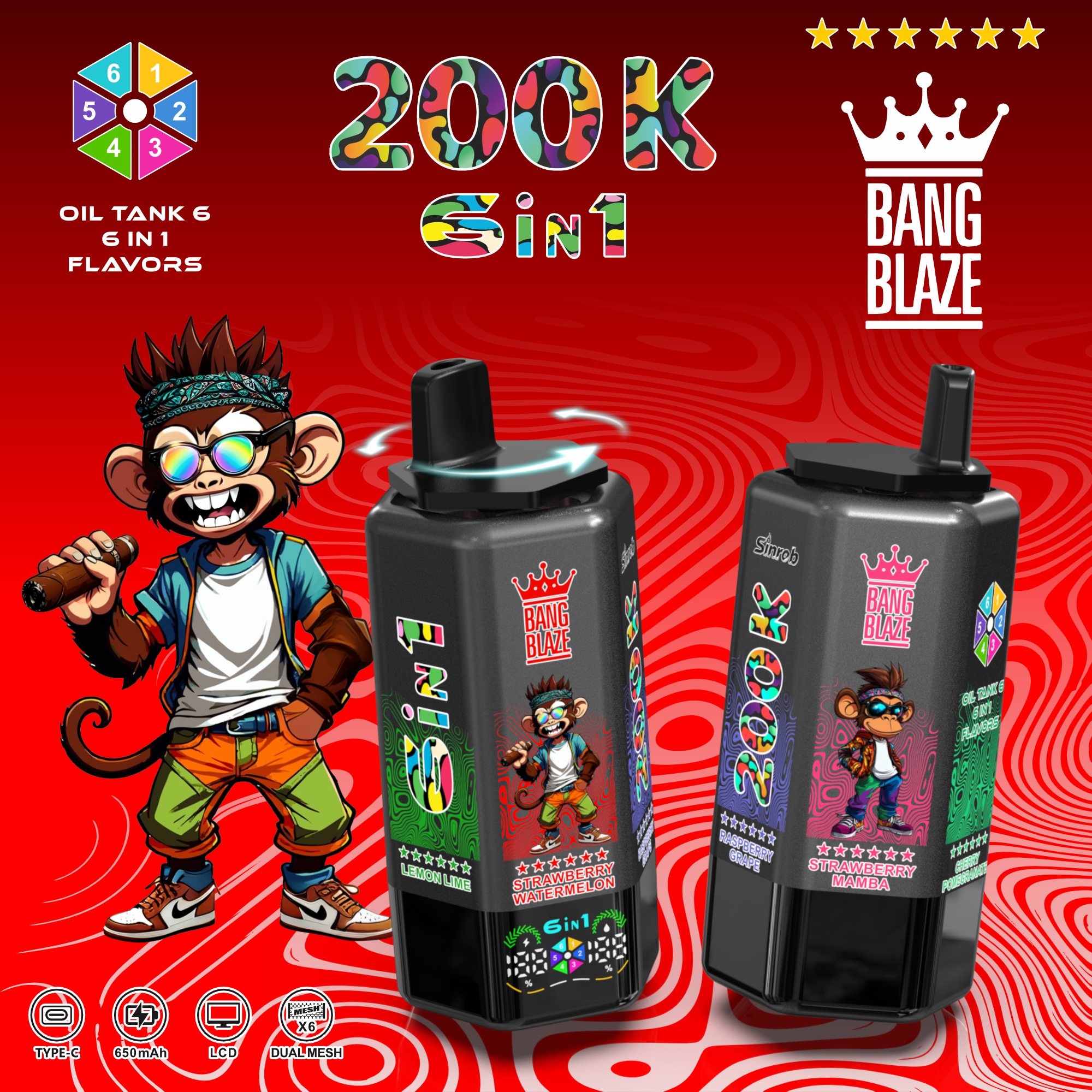 BANG BLAZE 200K 6in1 pufss
