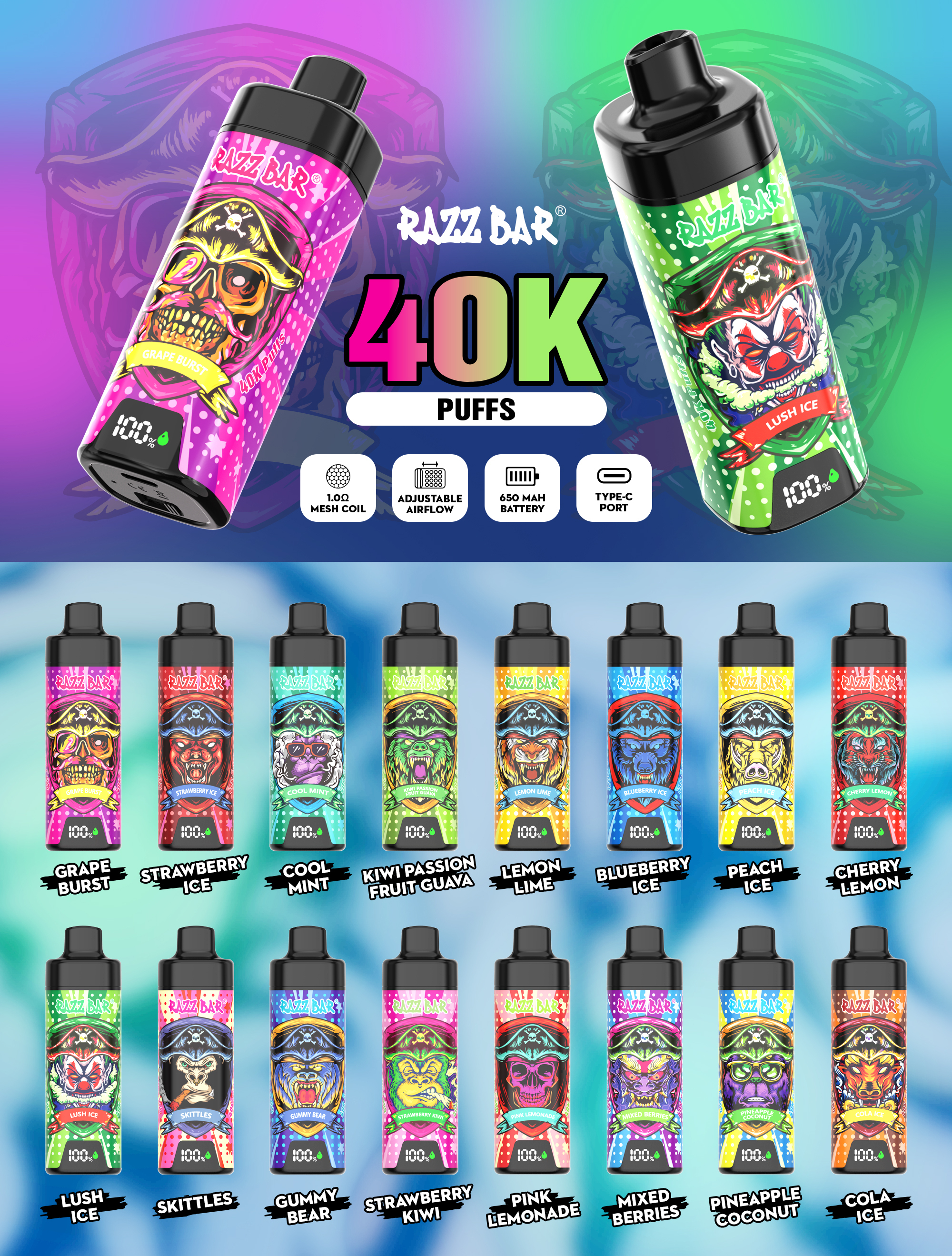 RAZZ BAR With Screen 40K PUFFS