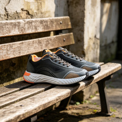 Shoetake Grey Orange Breathable Performance Athletic Running Sneakers Comfortable Fitting,SHOETAKE FOOTWEAR,Shoetake Grey Orange Breathable Performance Athletic Running Sneakers Comfortable Fitting