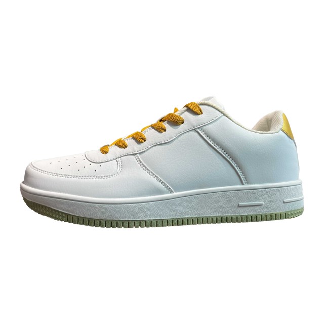 Shoetake White Yellow Low-Top Casual Sneakers Classic Leather Streetwear Shoes for Men,SHOETAKE FOOTWEAR,Shoetake White Yellow Low-Top Casual Sneakers Classic Leather Streetwear Shoes for Men