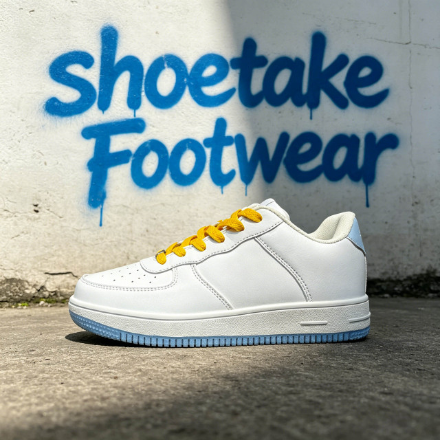 Shoetake White Yellow Low-Top Casual Sneakers Classic Leather Streetwear Shoes for Men,SHOETAKE FOOTWEAR,Shoetake White Yellow Low-Top Casual Sneakers Classic Leather Streetwear Shoes for Men