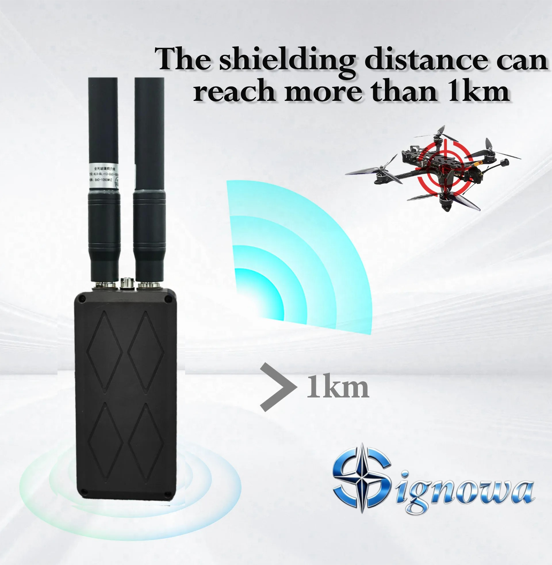 Handheld Dual bands  Portable FPV Drone Jammer with Multi-Frequency Customizable Jamming Function,Your low-altitude defense expert,Anti FPV 700-1000Mhz 720-1020Mhz 50W Handheld Suppressor One Band High Gain and IP68 Waterproof