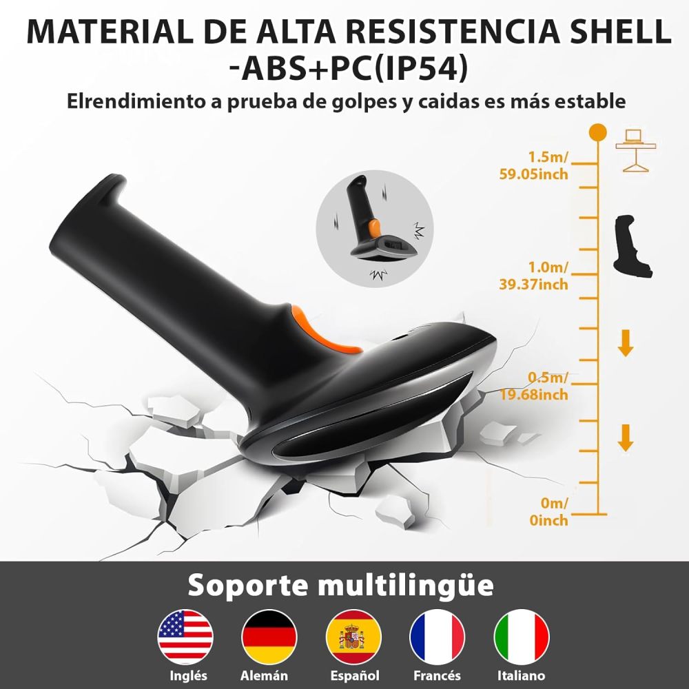 WELIKERA Bluetooth Barcode Scanner, 2D 1D Wireless Barcode Reader, Barcode Scanner with Stand and USB Compatible with PC and Laptop, Ideal for Point of Sale