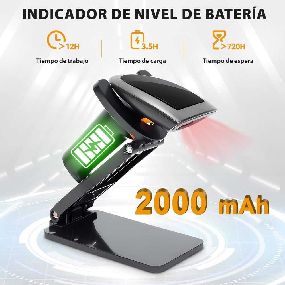 WELIKERA Bluetooth Barcode Scanner, 2D 1D Wireless Barcode Reader, Barcode Scanner with Stand and USB Compatible with PC and Laptop, Ideal for Point of Sale