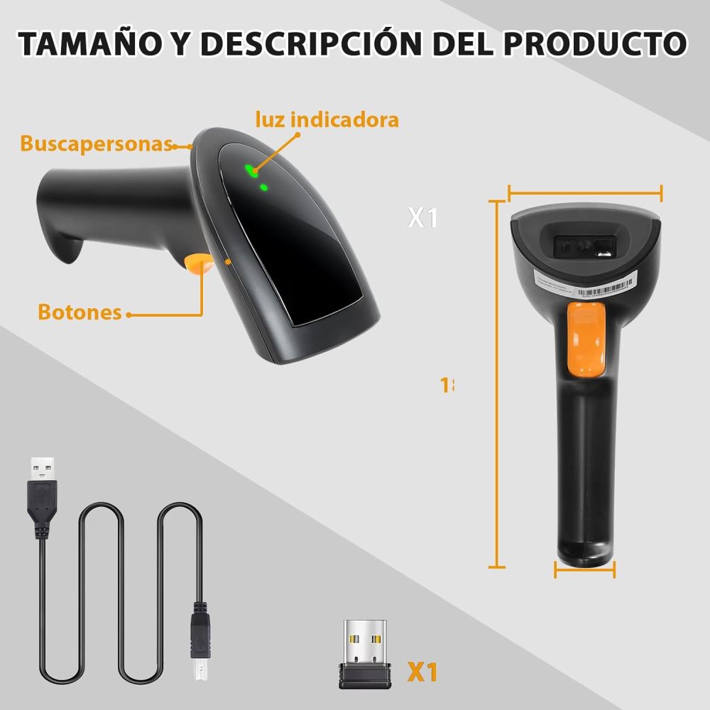 WELIKERA Bluetooth Barcode Scanner, 2D 1D Wireless Barcode Reader, Barcode Scanner with Stand and USB Compatible with PC and Laptop, Ideal for Point of Sale